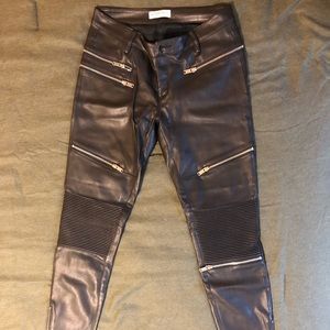 Zara vegan leather moto pants